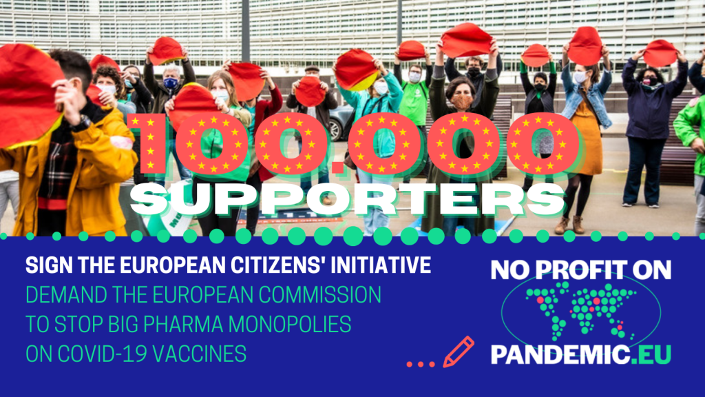 Vaccini: l’iniziativa dei cittadini europei “Right to Cure – Nessun profitto sulla Pandemia” ha appena superato quota 100.000 firme